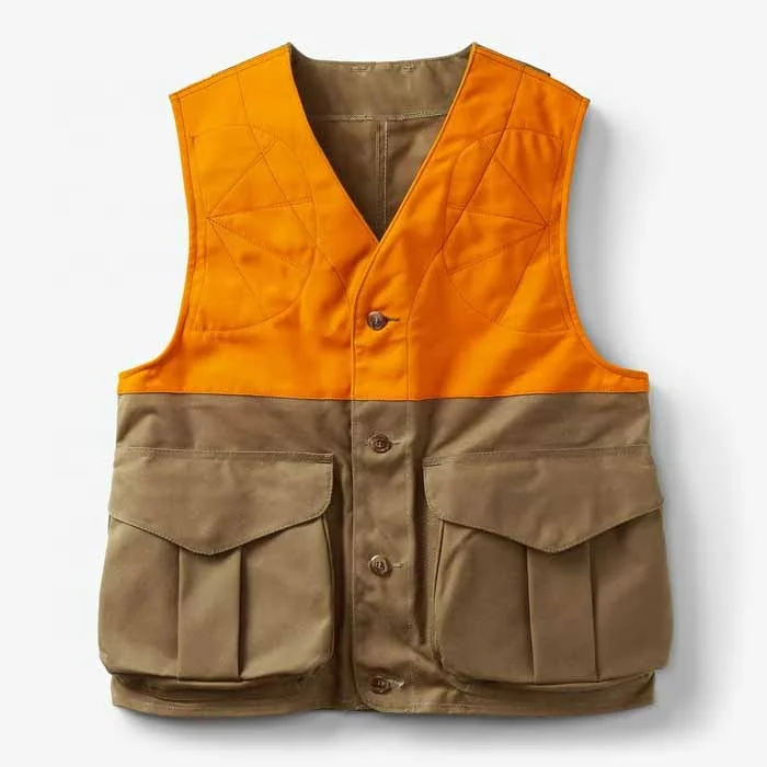 Upland Hunting Vest Blaze Orange And Tan Briar Proof Game