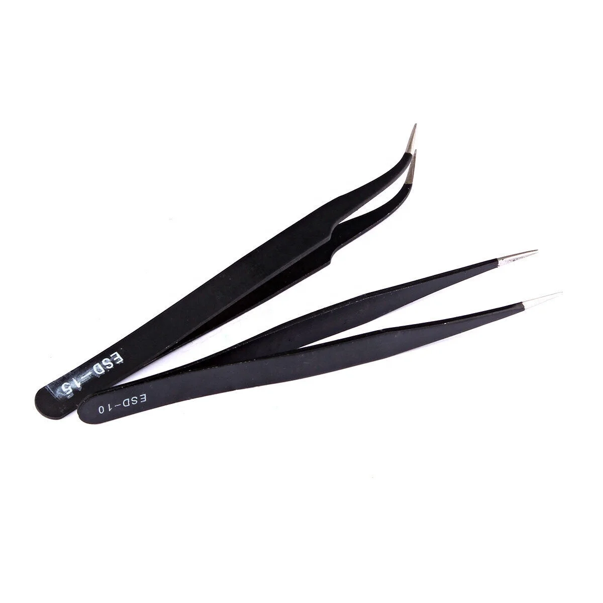 6 Pcs Precision Tweezer Set Black Electronic Purpose Non-Magnetic Stainless Steel Anti Static Tweezers Lab Purpose Tweezers