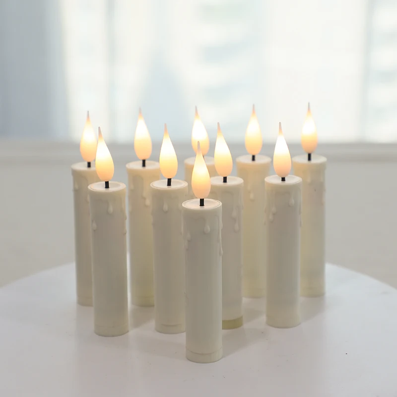 Hot Selling 2023 Creative Decoration Christmas Set of 10 Xmas Tree Taper LED Candle with Timer and Clips