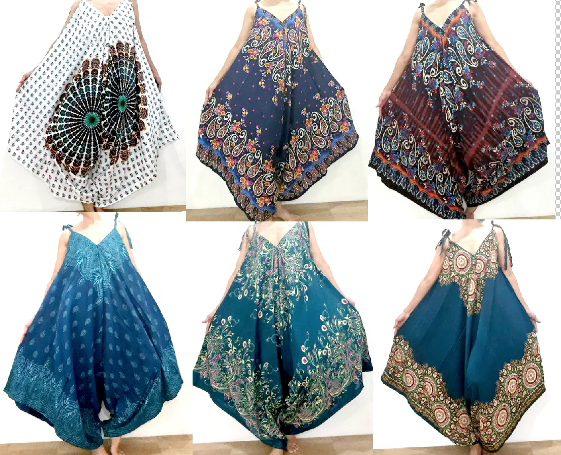 Комбинезон-шаровары Alladin в стиле хиппи в стиле бохо, комбинезон для йоги с широкими штанинами, комбинезон-шаровары с принтом мандалы в стиле арт-деко, пляжная одежда