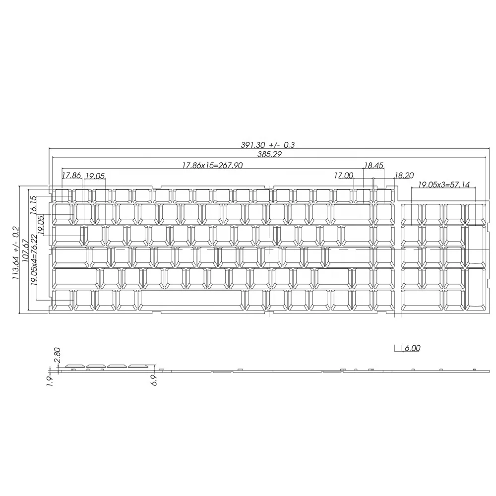 Industrial Desktop Scissor-type Membrane Switch Keyboard with Numeric Keypad