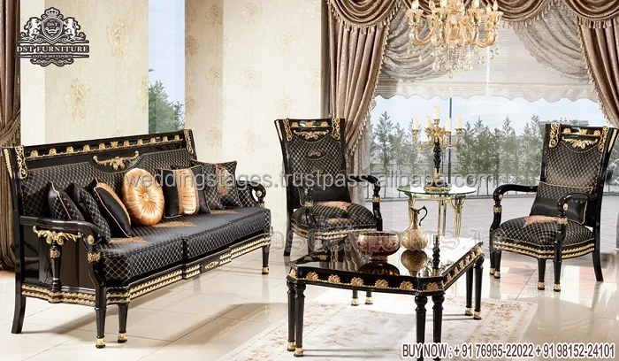 Indian Heavy Carved Design Sofa Set for Rich House French Style Hand Carved Living Room Set Italian Style Living Room Sofa Set