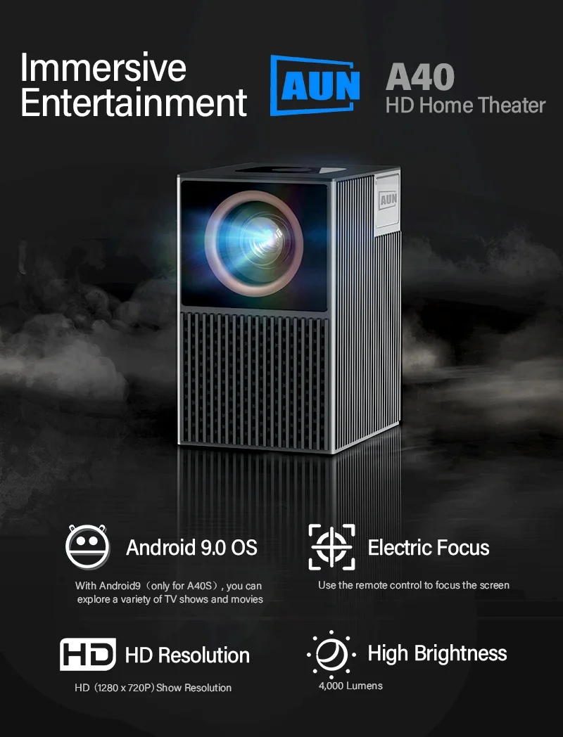 AUN A40S MINI Projector Android HD 720P Home Theater Cinema Projectors LED portable Video Beamer WIFI Mobile Phone
