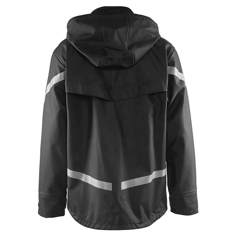 EN 343 Waterproof PU Coated Rain Jacket Welded Seams Protective Clothing