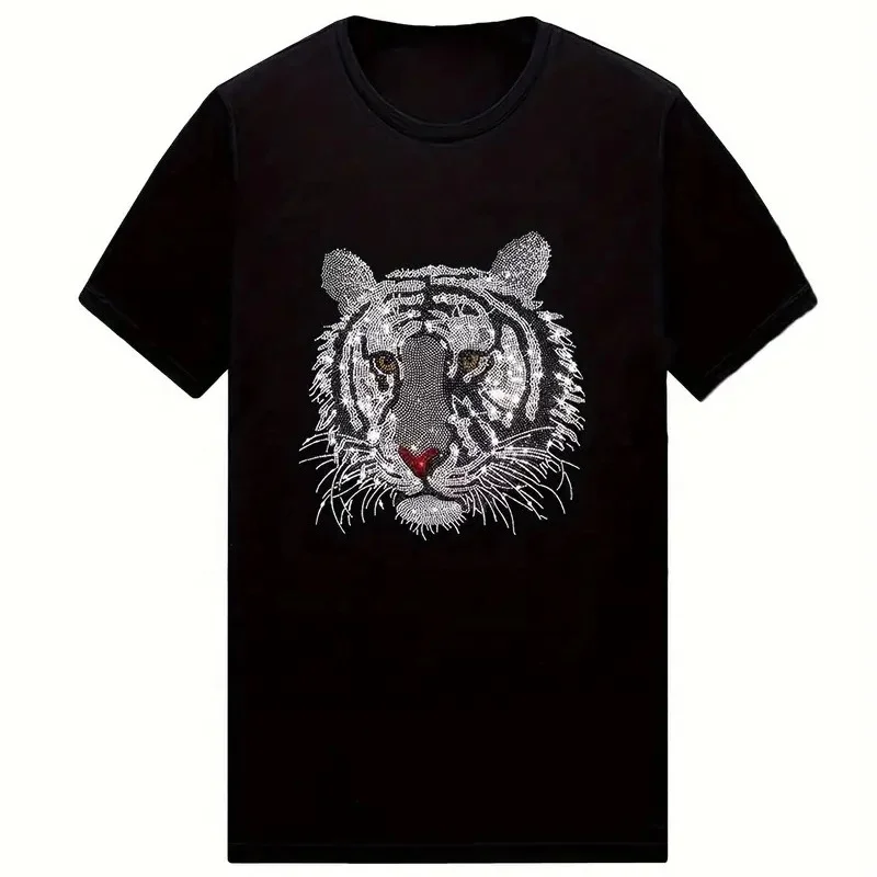 Factory Wholesale New fashion Printed T-Shirts Custom Made Tiger Printed Streetwear Shirts Casual Outdoor Printed Tops