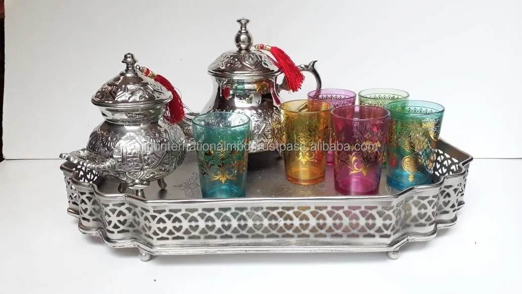 Ramadan dates chocolate tray with glasses and teapot
