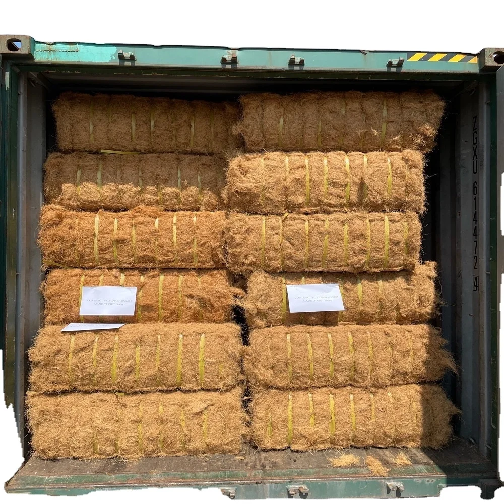 Wholesales Export Coconut Fiber To Shanghai 100% Natural for mattress production Best quality Brownish yellow made in Viet Nam