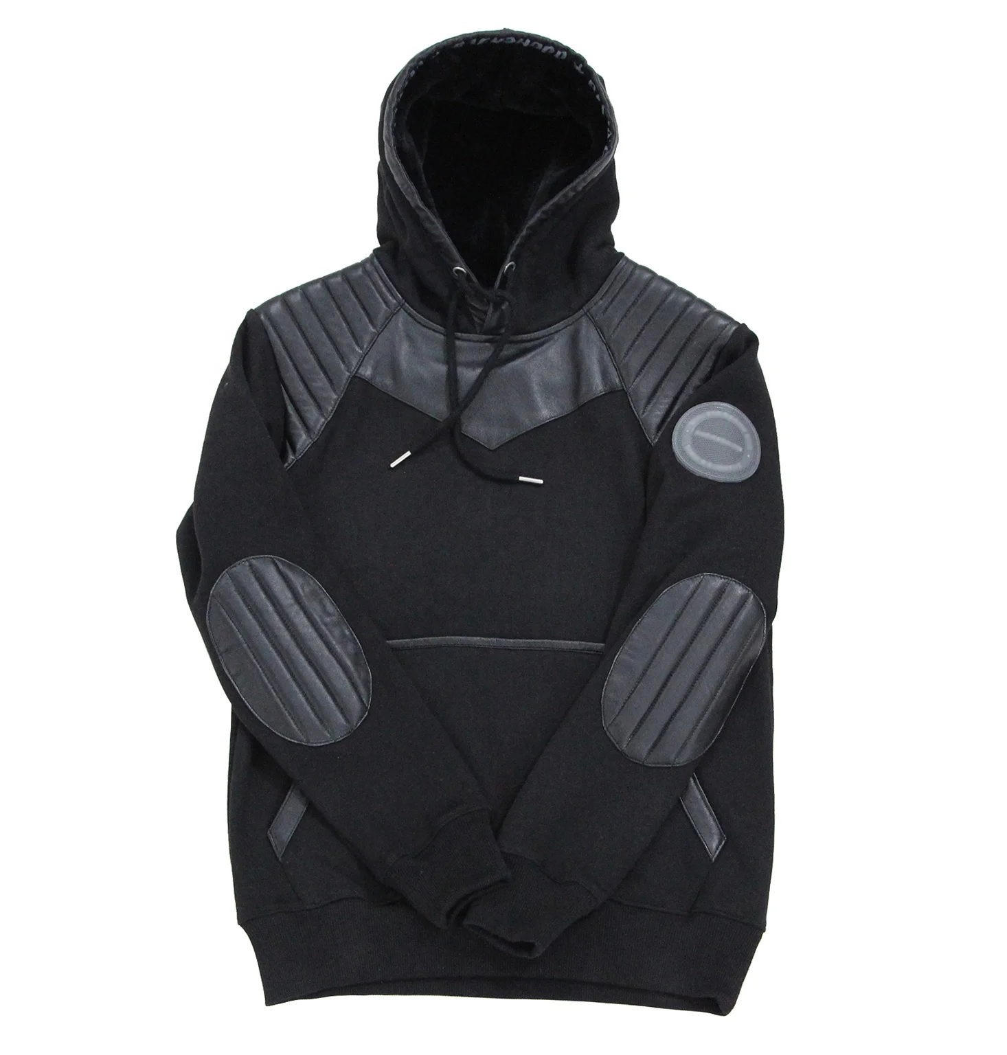  Индивидуальный дизайн OEM оптовая цена сделанный на заказ пуловер флисовая толстовка с кожаными нашивками