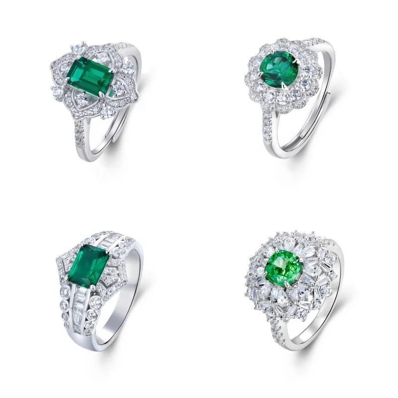 Simulated Gemstone Ring 925 Sterling Silver Emerald Cut Sapphire|Emerald|Amethyst Cubic Zirconia Ring Square Cut Birthstone Ring