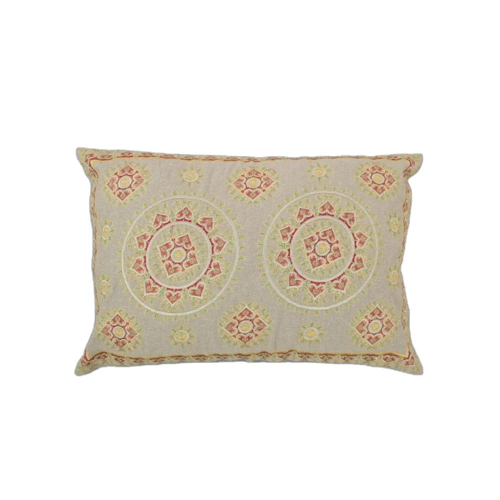 Lumbar Embroidered throw Decorative Boho Bed Sofa Rectangular  20X30 CM Pillow cover