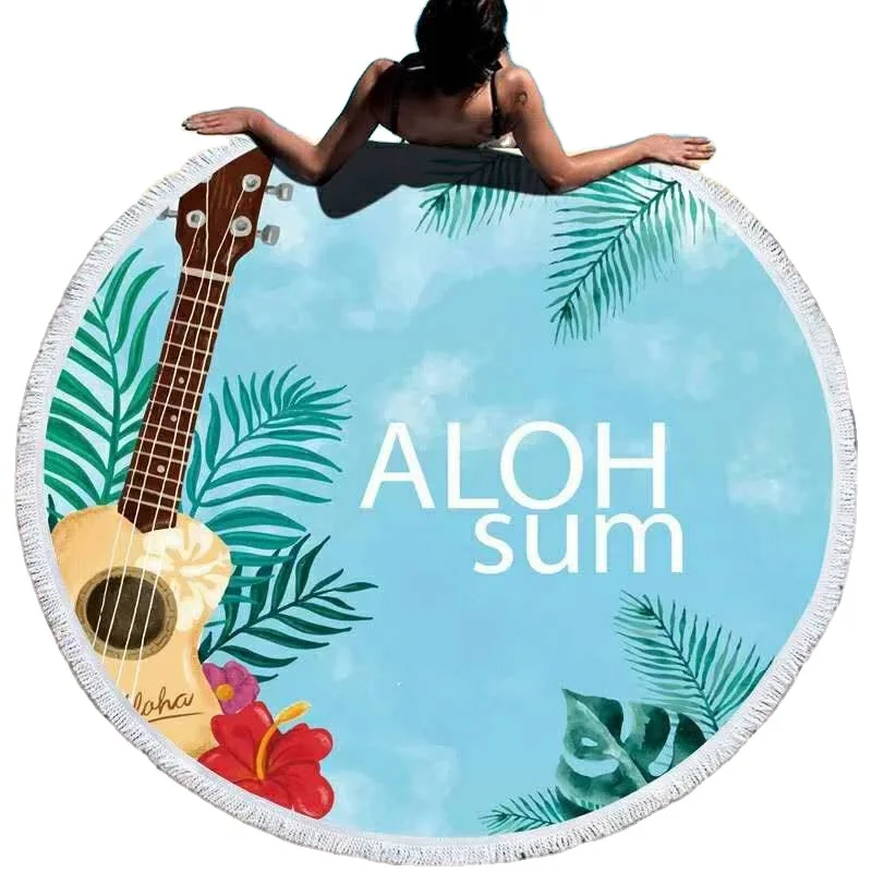 Полноцветное круглое пляжное полотенце с сублимационной печатью на