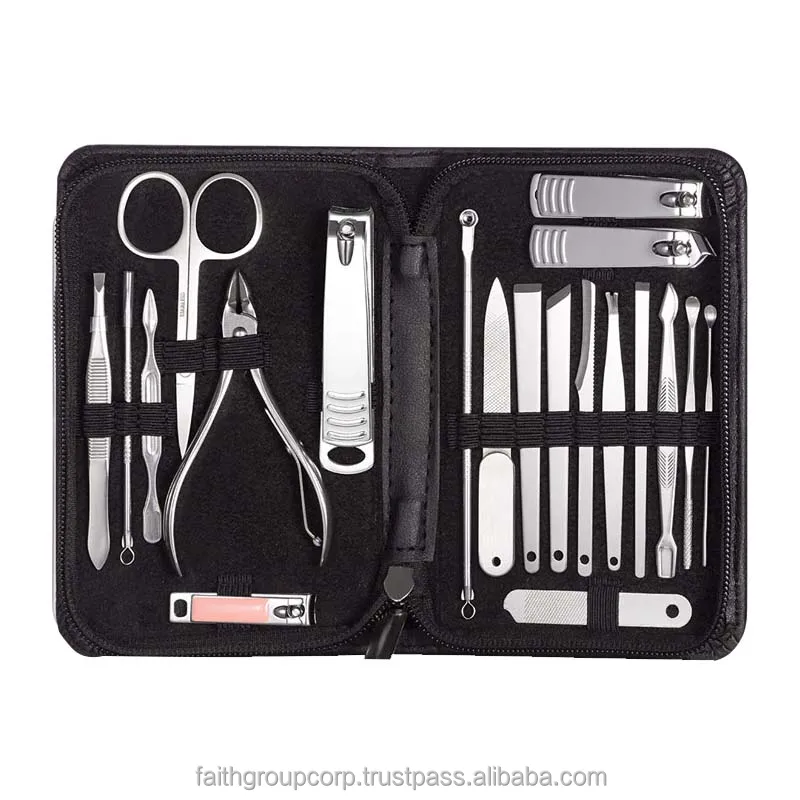 20 Pcs Nail Clipper Set Stainless Steel Manicure Pedicure Set Portable Nail Cutter Kits Multifunction Nail Cleaning Makeup Tools