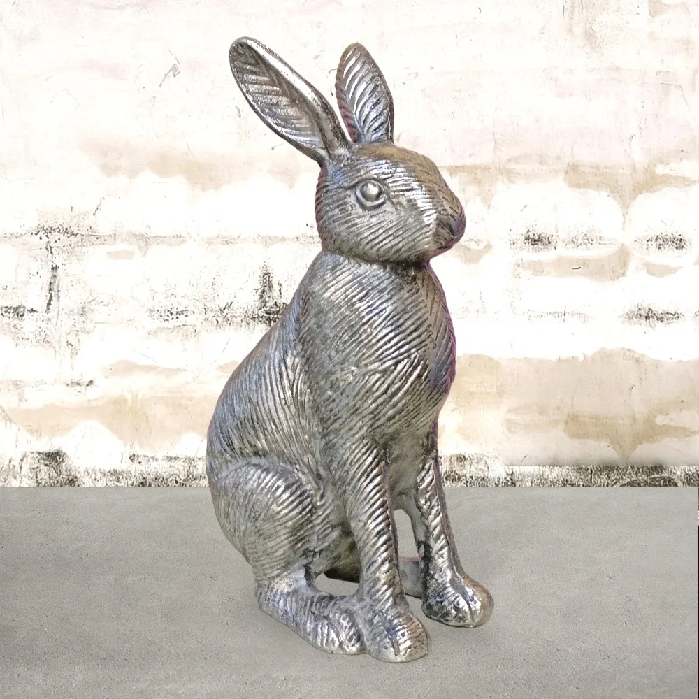 2024 Handmade Metal Rabbit Easter Decor Bunny Figurine Statue Miniature Hare Showpiece Home Hot Sell Tabletop Art Sculpture