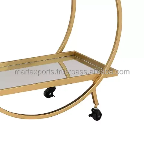 High Quality Iron round 2 tier bar & serving trolley cart at wholesale price for restaurant hotel & home