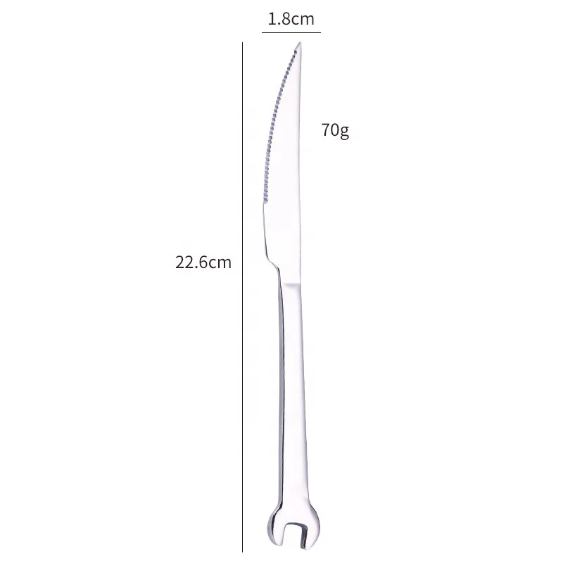 Silver Cutlery Set Of 6 Pieces Stainless Steel Restaurant Metal Flatware Cutlery Set With Screw Driver At One End