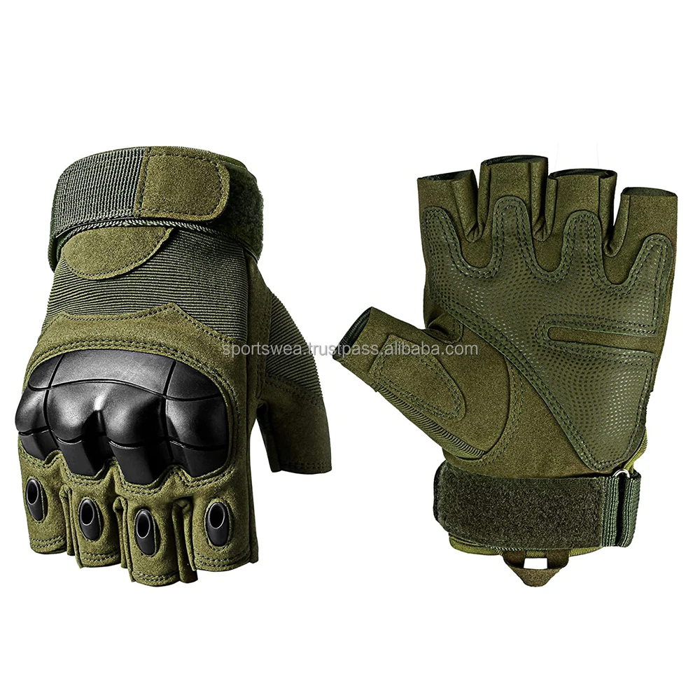 Half Finger Outdoor Gloves Fingerless Gloves for Riding Cycling Motorcycle Driving Gloves For daily use Olive color