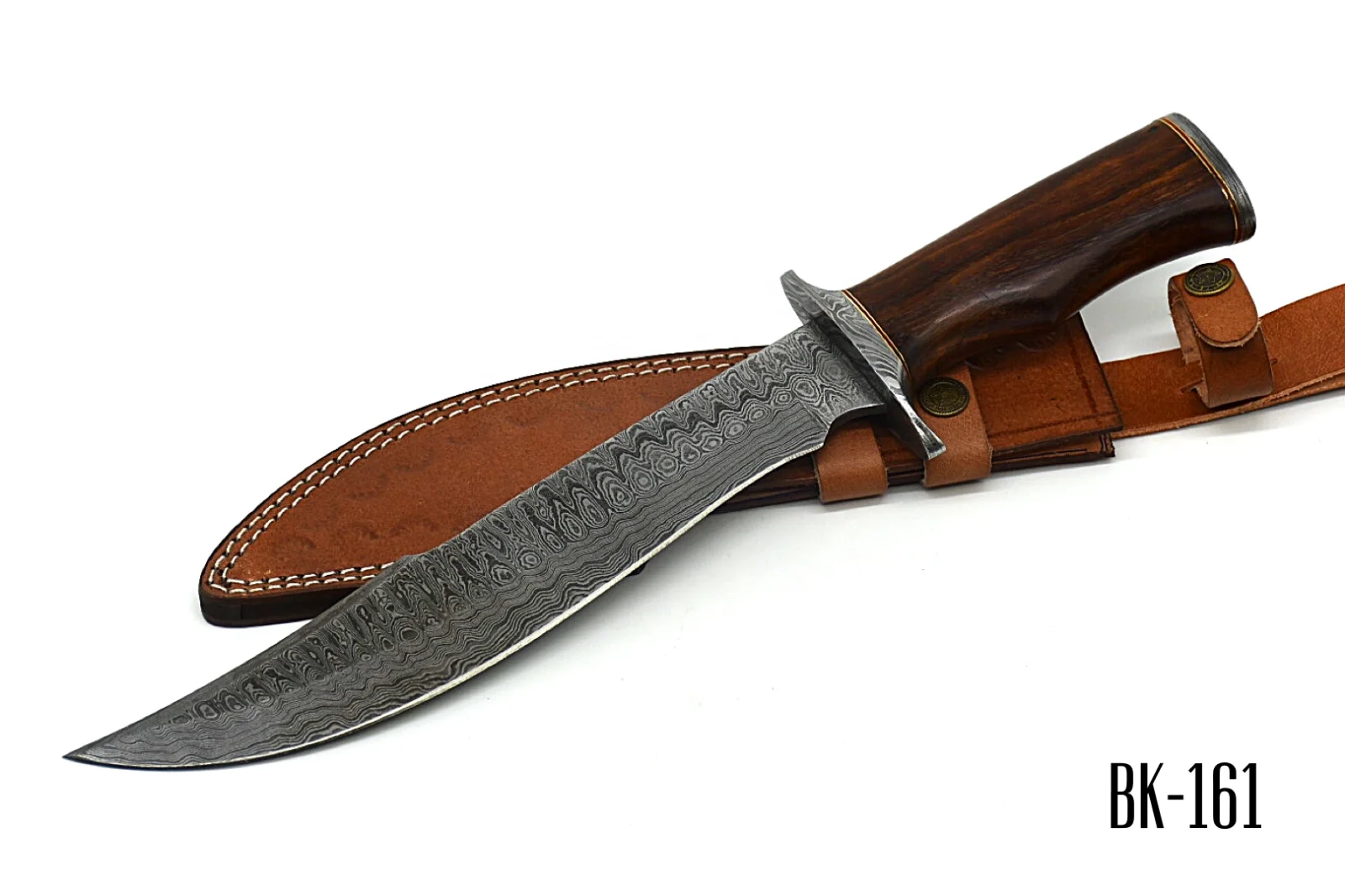 Handmade Custom Forged Damascus Steel Bowie Knife Multi-Use Fixed Blade with Wood Handle for Hunting OEM Support