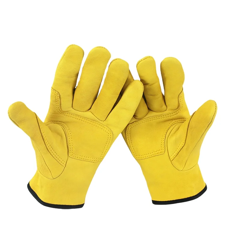 oem logo  customized welding gloves with worker safety gloves protective welder short  and stab-proof cowhide gloves