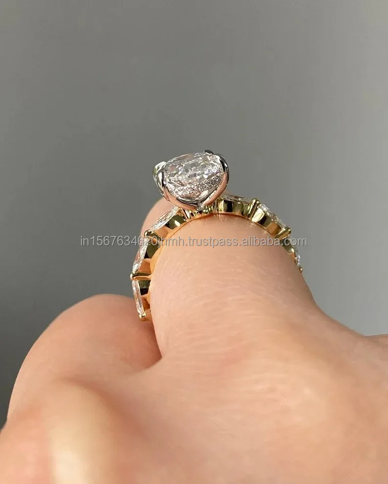 Oval lab grown Diamond Ring, 14k  Gold  Ring White Diamond for Women Engagement Band