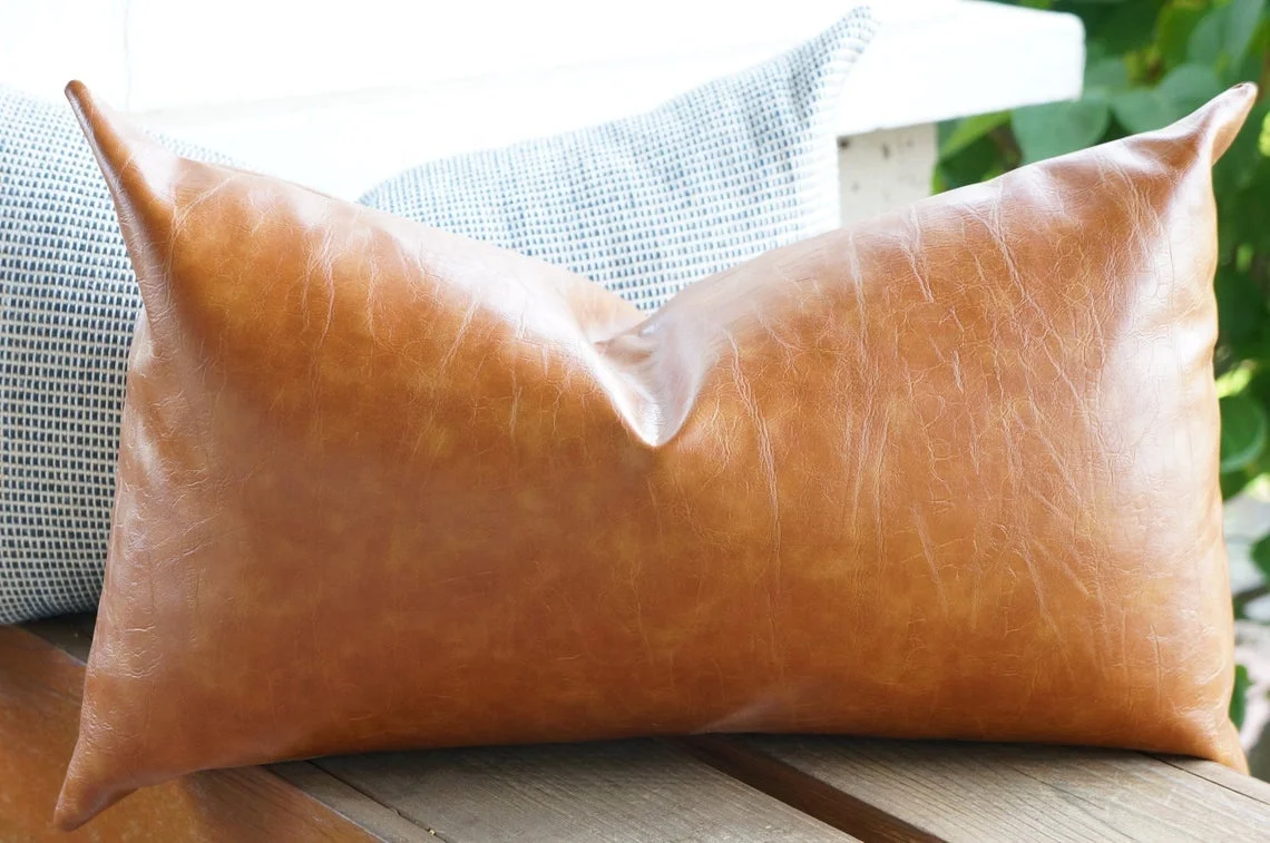 Premium Quality Home Decorative Sofa Cushion Solid Leather Waterproof Pillow Covers