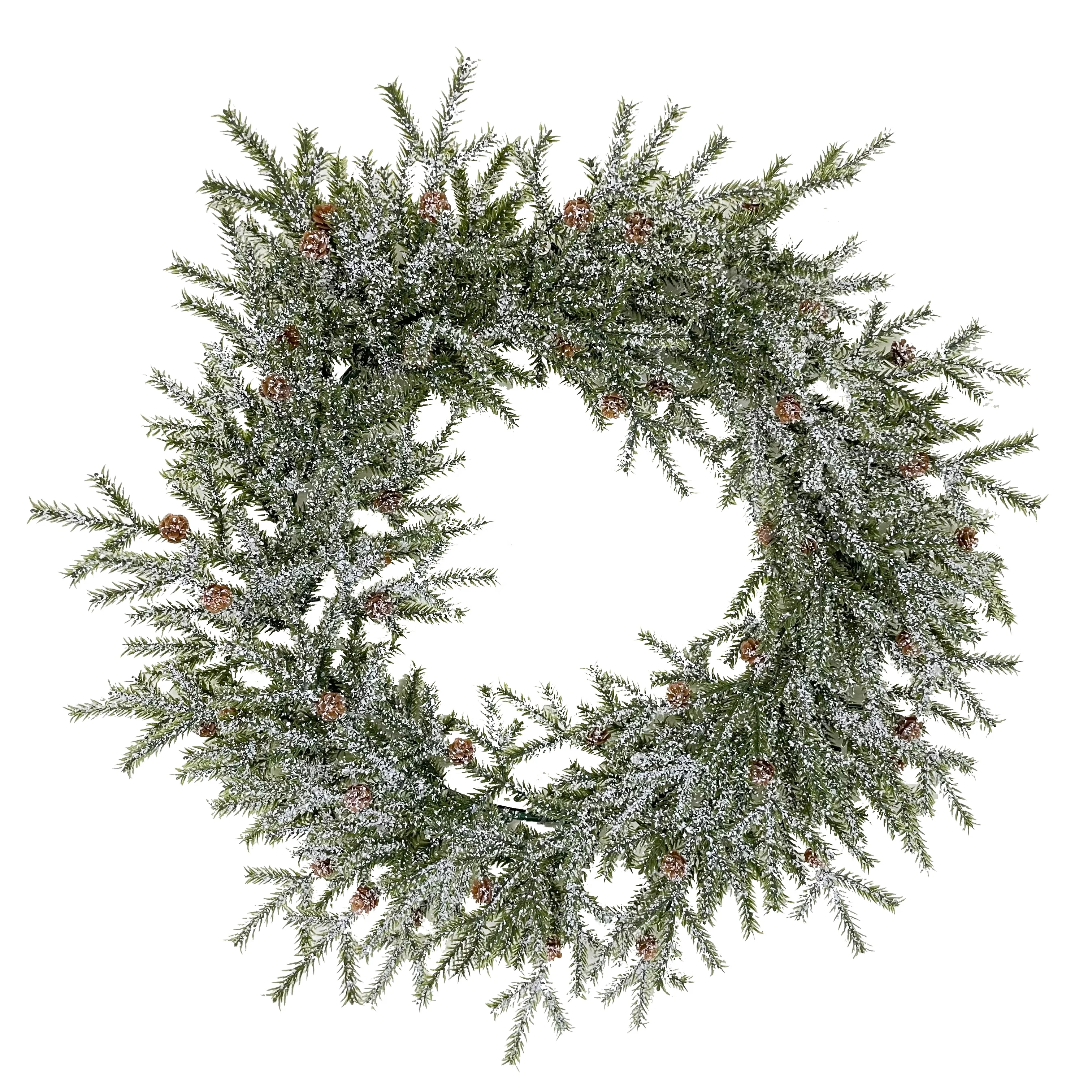 Customized Green Snow micro LED lights hanging artificial wreath craftsman Back to School Entryway Souvenir Stores