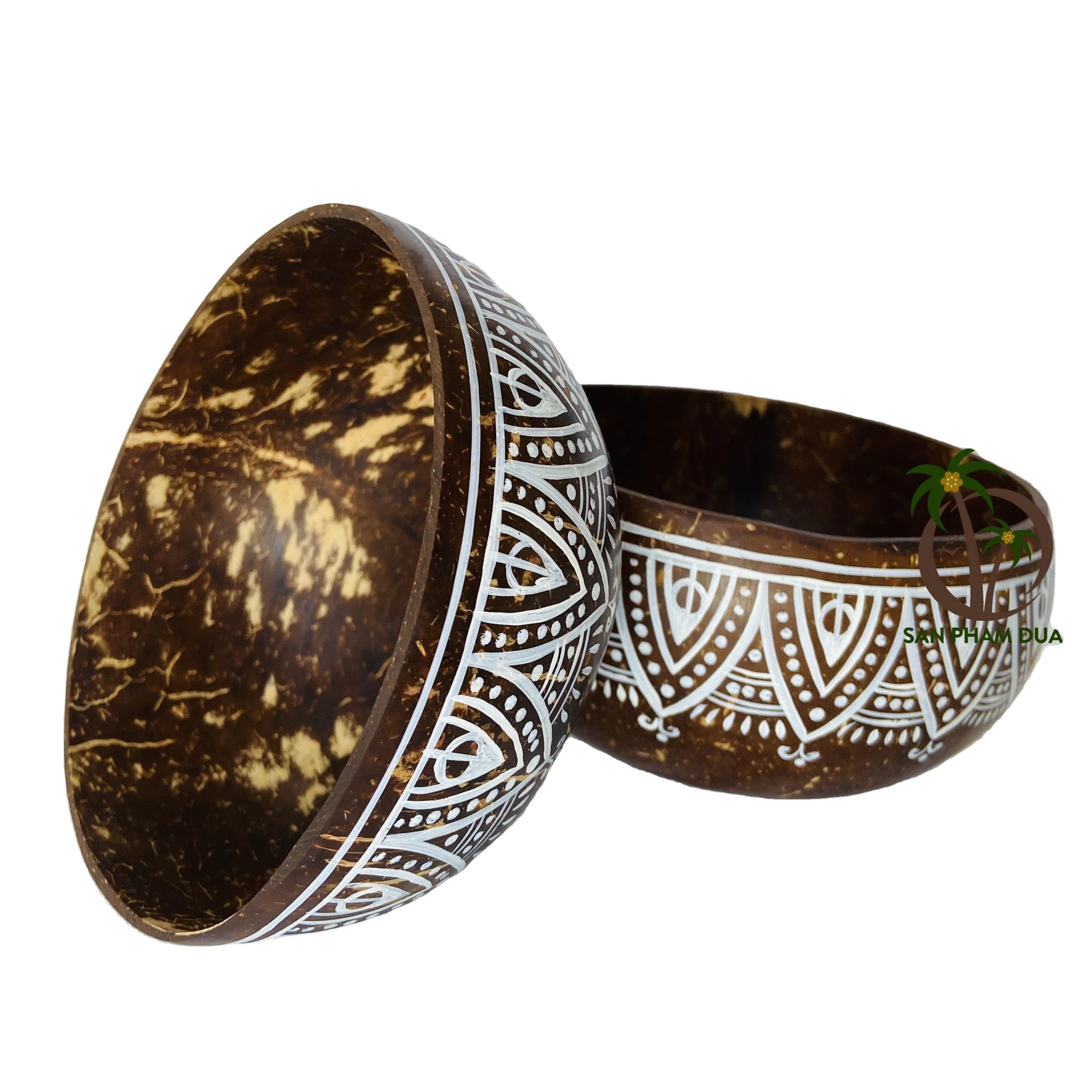 Natural coconut shell bowl/coconut shell hold candle logo engraved coconut bowls vietnam/coconut buddha bowl coconut wood bowl