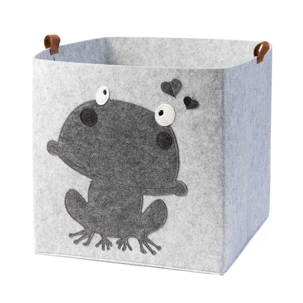 Upin 33cm frog cartoon Felt Eco Friendly Foldable Collapsible Fabric Cube Storage Box basket for children