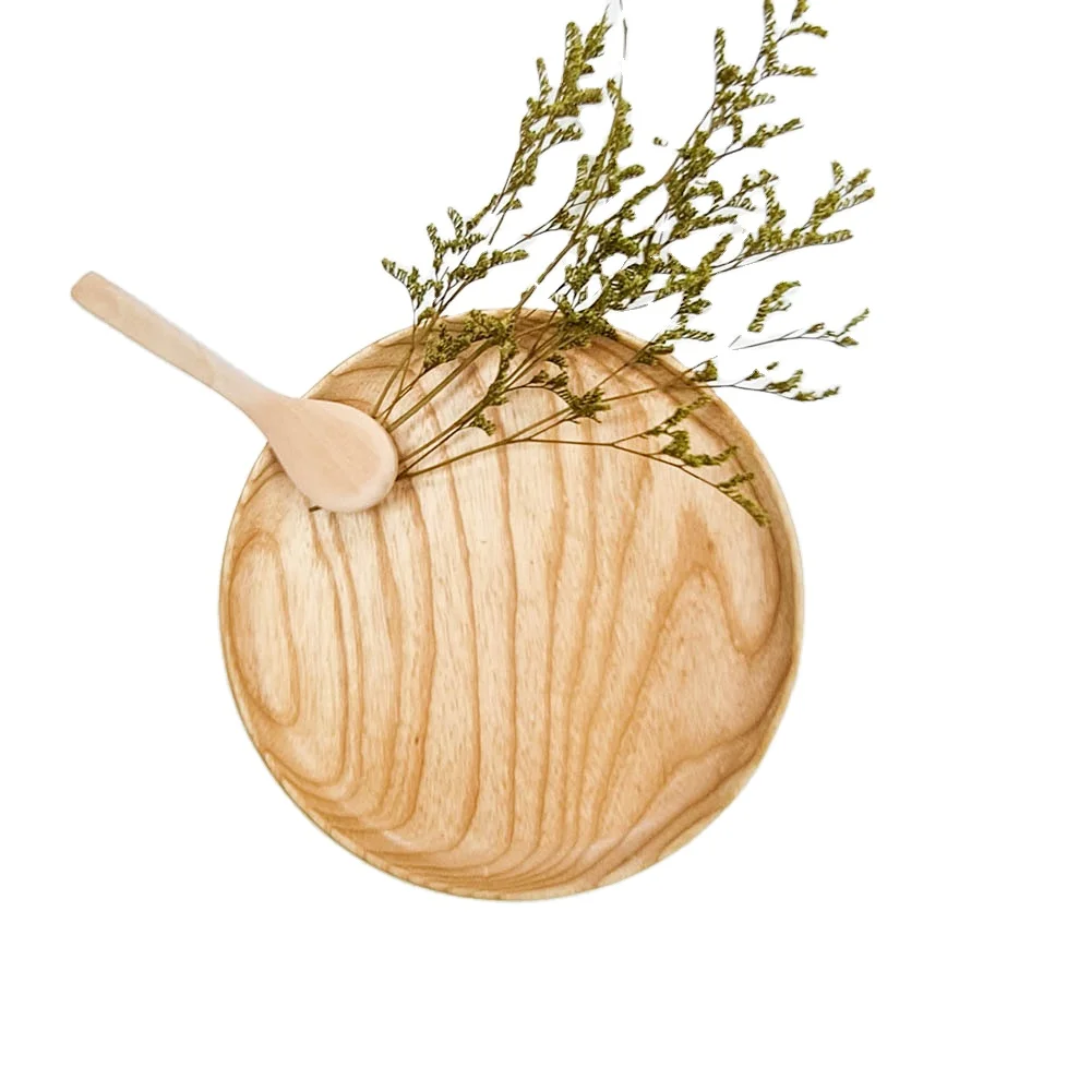 Specially designed circle wooden tray / Japanese style food tray / Wooden tray small size made in Vietnam / GK212