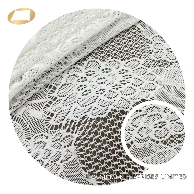 High elastic nylon dentelle lace floral fabric