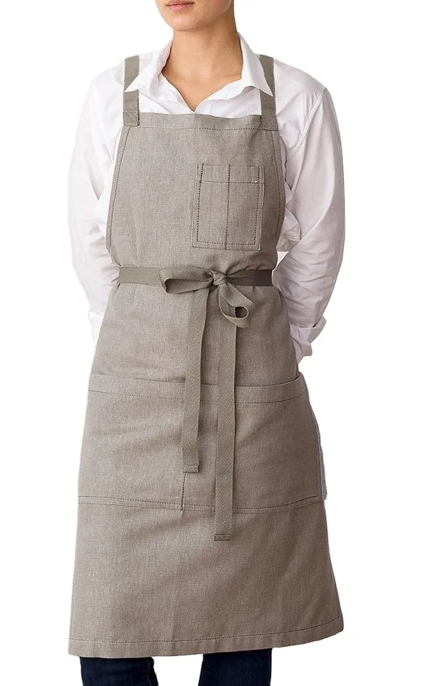 adjustable bib apron with long ties for women men