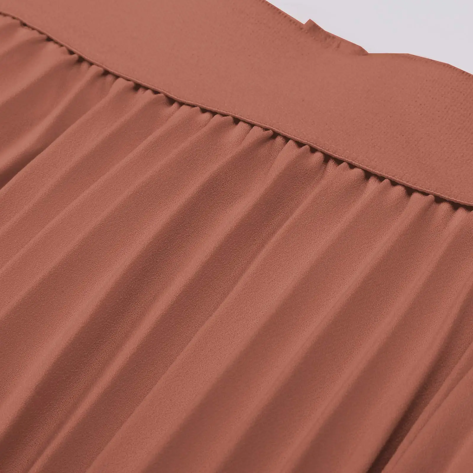 Women High Elastic Waist Pleated Chiffon Skirt Midi Swing A-line Skirts