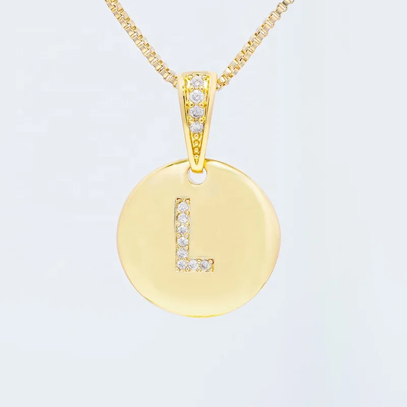New style  Round Shape Letter Pendants Necklace Pendant Charms DIY Necklace Making Jewelry CZ Letter Pendants Charms