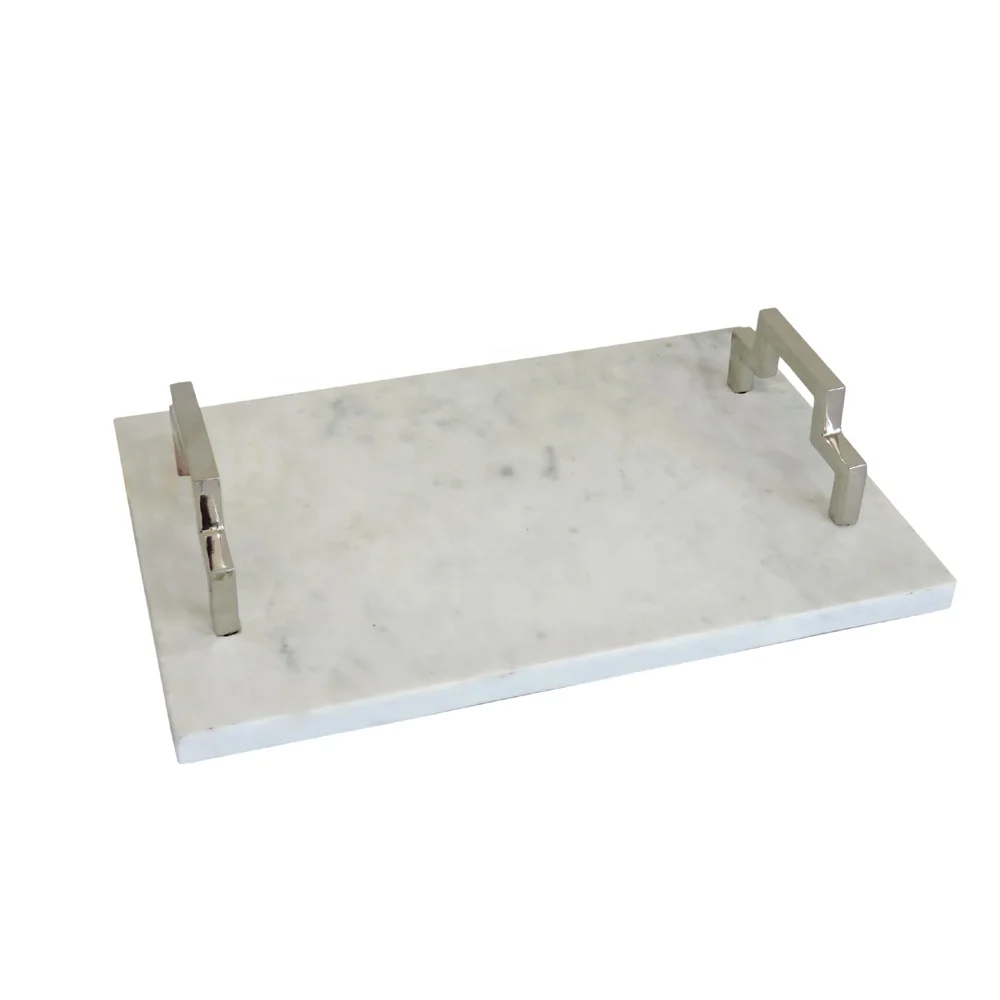 Сервировочный поднос черный мраморный прямоугольный с латунным покрытием золотого цвета железная ручка сервировочный на заказ