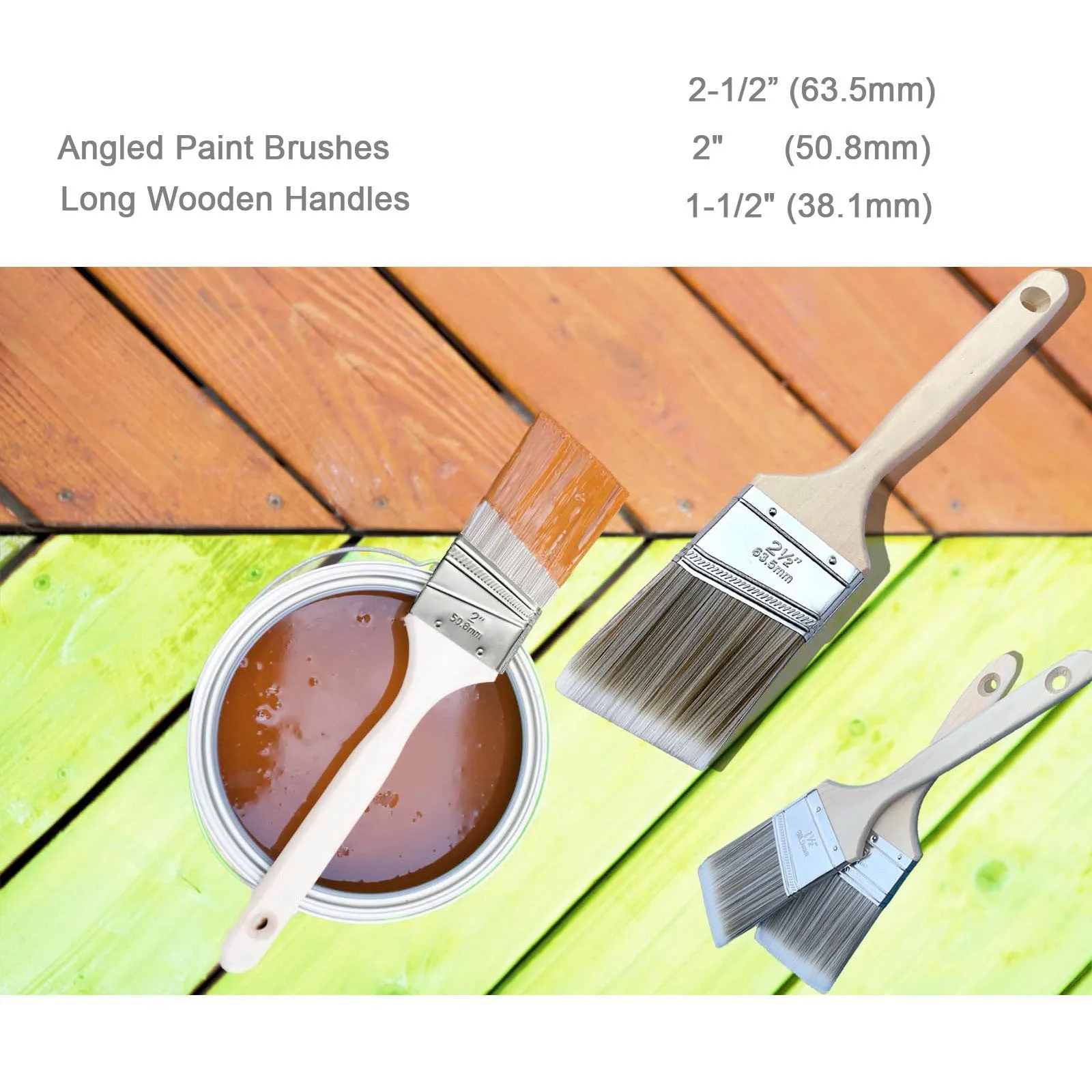 Amazon Basics Stubby Paintbrush Shortcut Trim Angle Sash Brush with Wood Handle 2 Inch