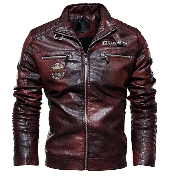 Оптовая продажа модные стильные теплые ветрозащитные кожаные куртки на флисовой подкладке для мужчин