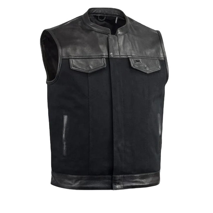 2024 Men denim leather vest Style Motorcycle Leather Vest Men Cowhide Denim Patchwork Waistcoat Wholesale rate with cheap price