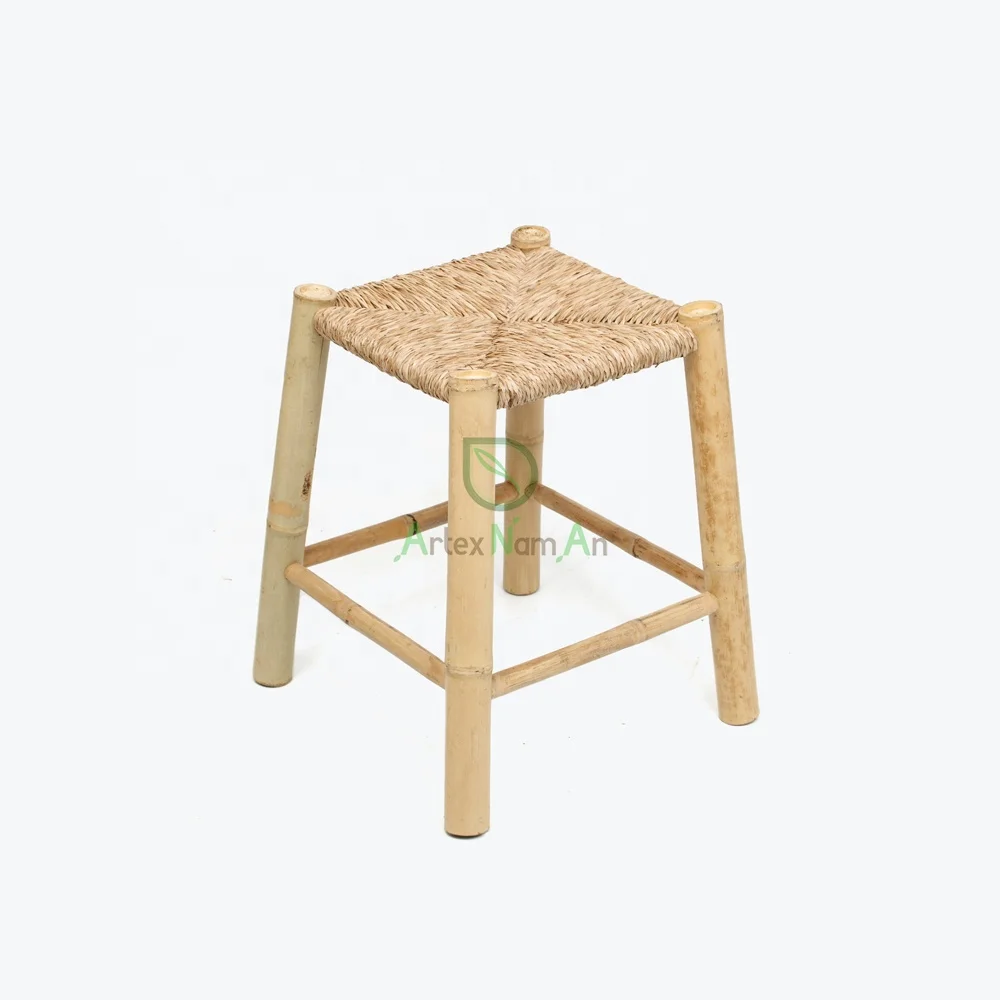 Natural seagrass & wooden stool chair furniture for indoor outdoor patio home decoration