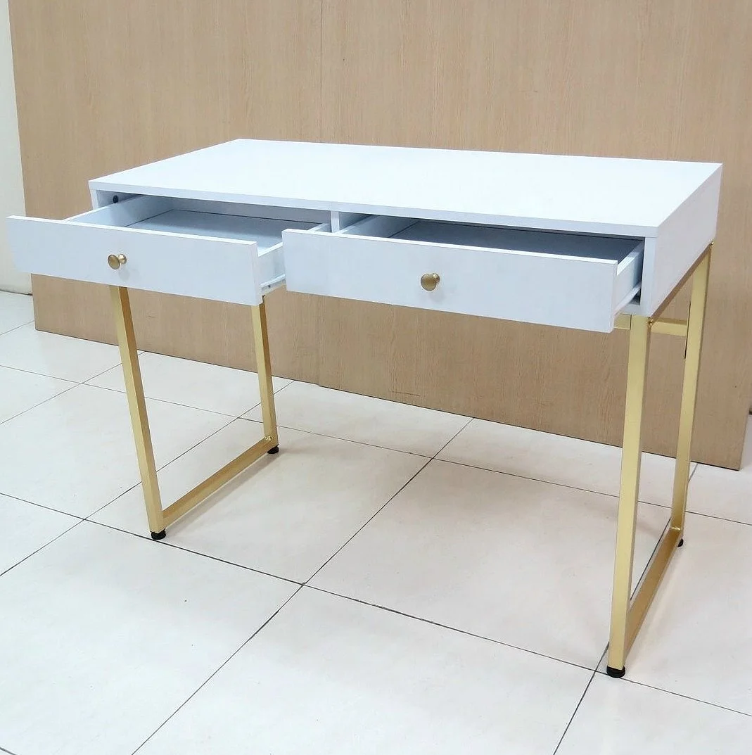 Home Top Simple Study computer desk with drawers modern computer desk with 2 drawers