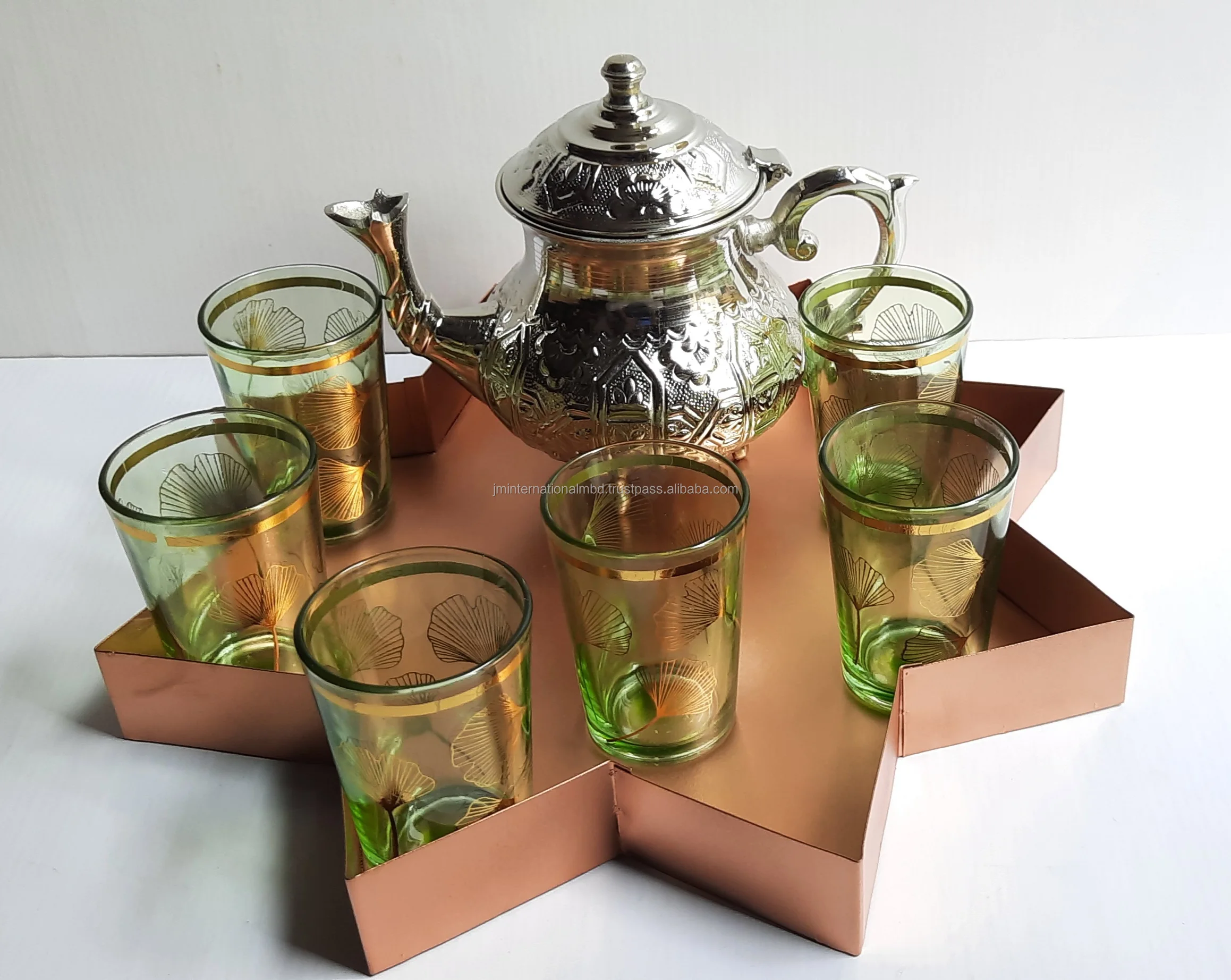 Ramadan dates chocolate tray with glasses and teapot