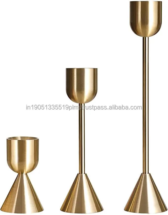 Gold Christmas candle Stick Luxury Handmade Custom Brass Candle Holder For Christmas Decoration Set of 3 Candle Sticks Holders