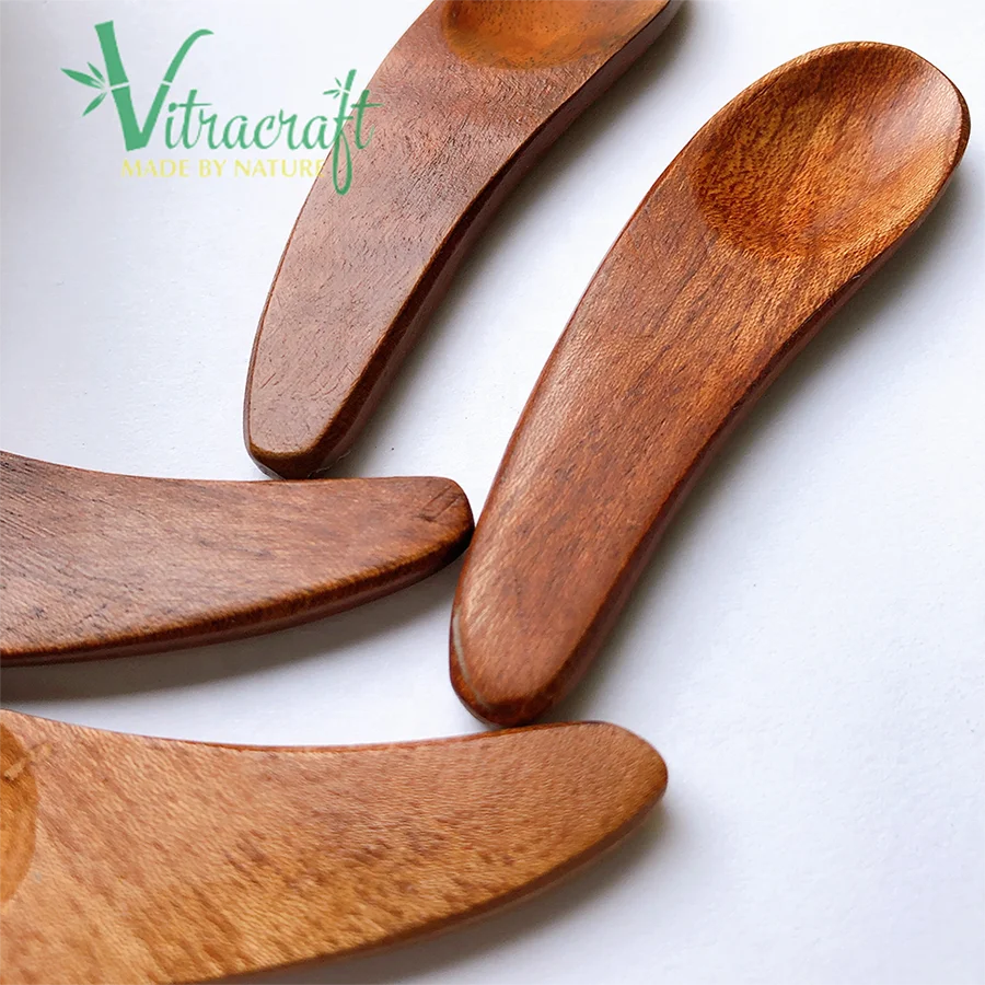 Handmade cosmetic wooden spoon Mini spoon Made from Vietnamese natural wood Face cream spoon Safe for your skin Size 6cm