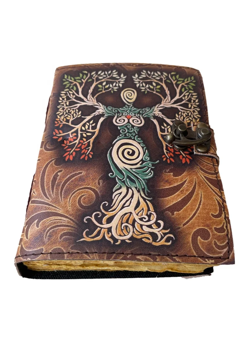 Printed Journal Deckle Edge Vintage Paper Mother of earth Journal Design Handmade Leather Sketchbook Clasp Of Unique Cover Diar