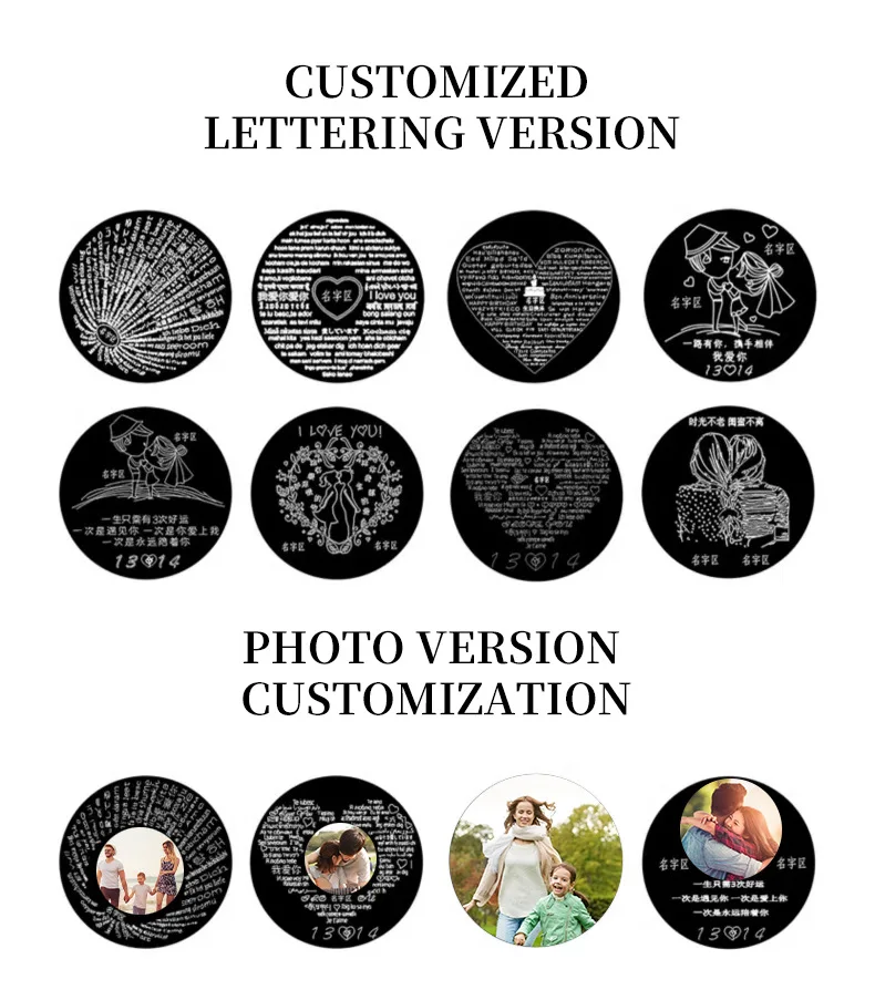 Couple Bracelet 100 languages I Love You Engraved name Photo Color projection Cuban Chain bracelet