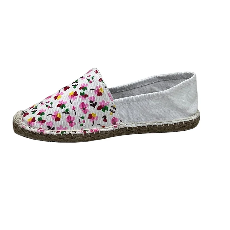 Best Wholesale Deal on Modern Design 2 Tone Printed Unisex Jute No Lining Espadrilles Flat Shoes at Competitive Price