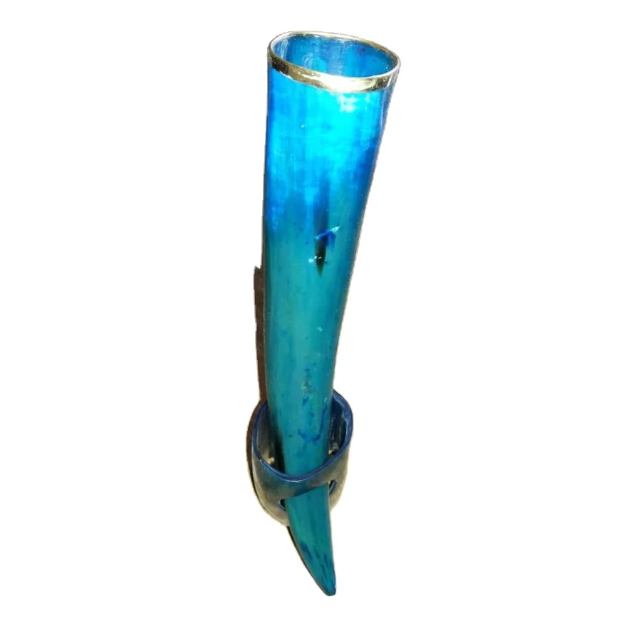 Beer Wine Drinking Horn Blue Color Custom Logo Natural Horn Mug And Glass Barware Hotel & Restaurants Drinkware Viking Horn