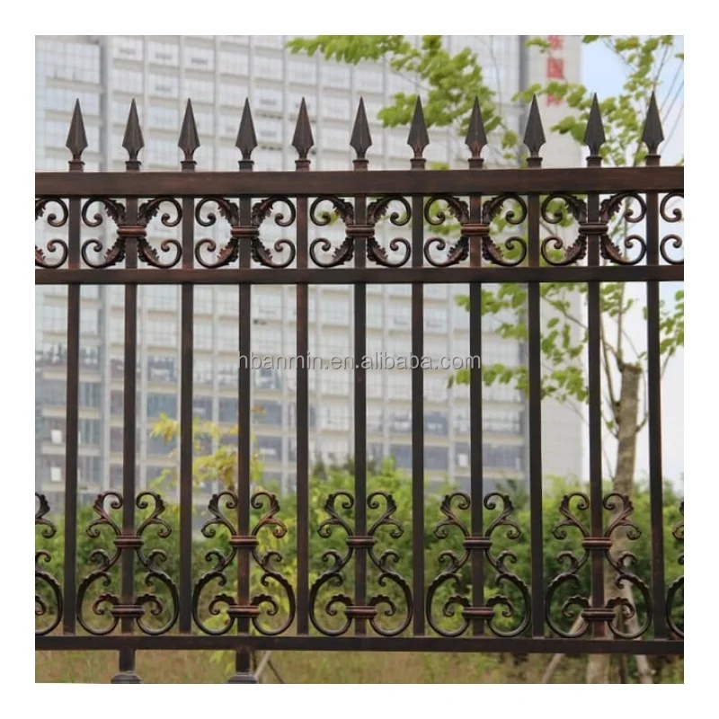 New Design Cheap Wrought Iron Fence Panel Steel Metal Picket Ornamental Fence
