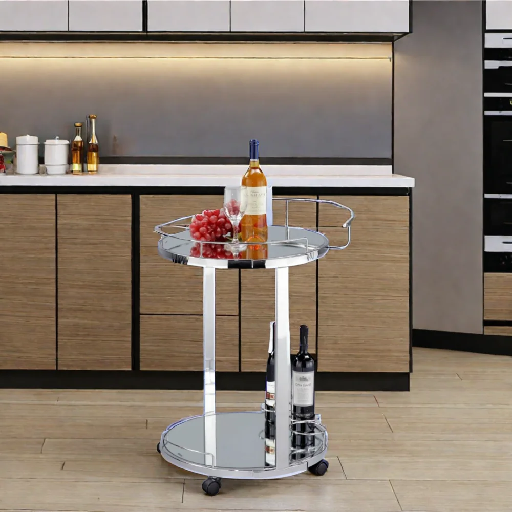 Hotel Trolley Glass Serving Cart with Wheels for Efficient Food Service
