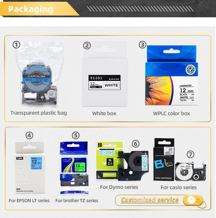 Tatrix TZ641 TZe641 TZ-641 TZe-641 18mm Black on Yellow Compatible Laminated Label Tape Cartridge for Brother P Touch PT-310