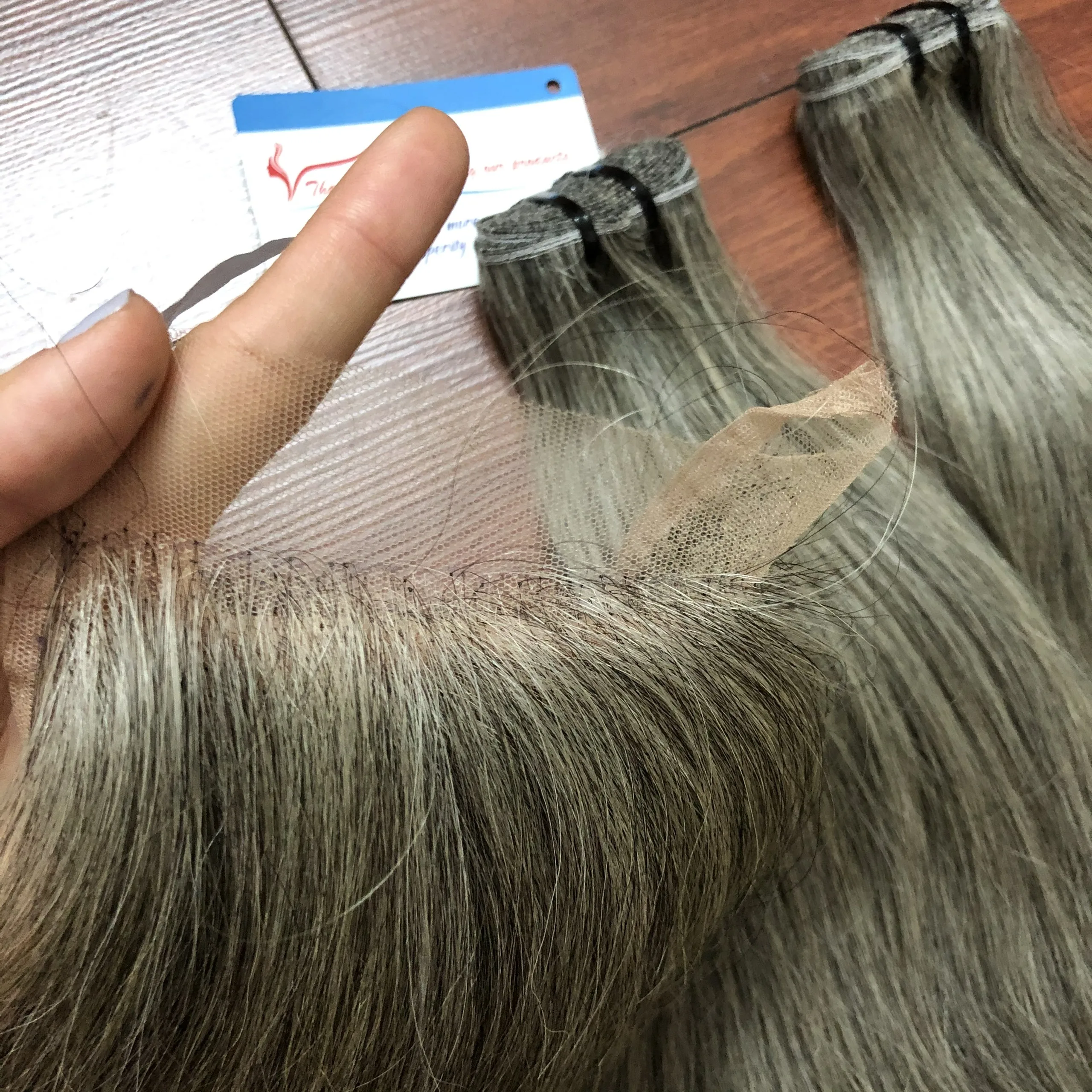 Wholesale price Gray Color Straight Weft 100% High quality Vietnamese Raw Hair Extensionse super shiny no tangle large stock