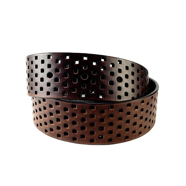 Casual belt with holes in 40mm for men belt genuine leather